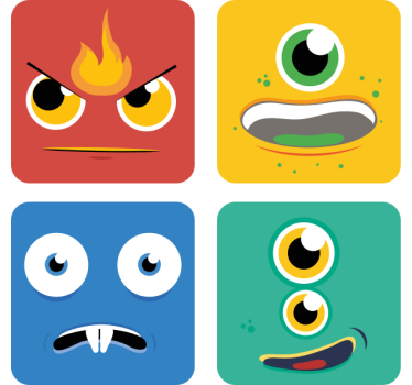 Untersetzer geek bunte monster gesichter - TenStickers