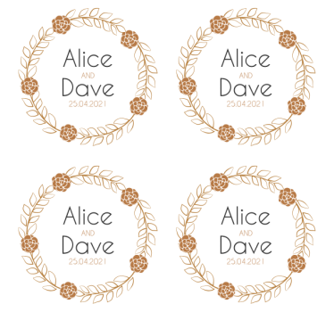 Bierdeckel hochzeit mit personalisiertem blumenkranz - TenStickers