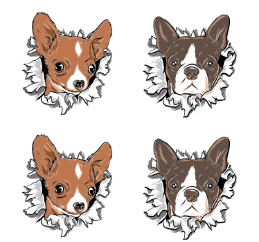 Untersetzer geek chihuahua und bulldoggen gesichter - TenStickers