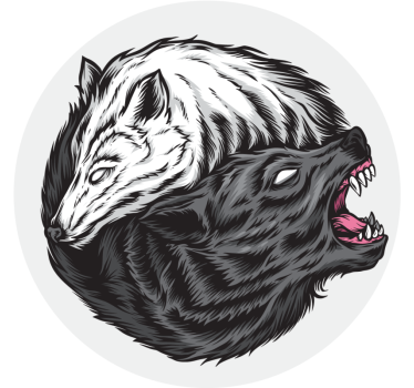 Untersetzer geek mit kontrastierenden wolfsköpfen - TenStickers