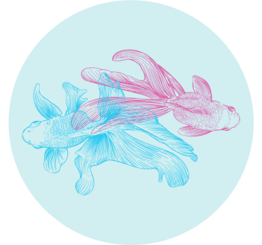 Untersetzer geek mit zweifarbigen fischillustrationen - TenStickers