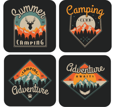 Vintage untersetzer mit camping abenteuer motiven - TenStickers