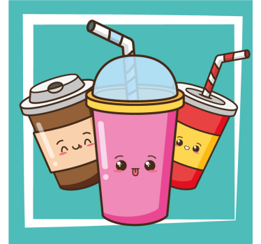 Untersetzer geek mit verspielten getränkefiguren - TenStickers