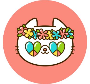 Untersetzer geek blütenkranz katze - TenStickers