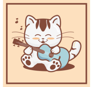 Untersetzer geek verspielte katze mit gitarre - TenStickers