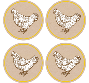 Vintage untersetzer mit charmantem huhn-motiv - TenStickers