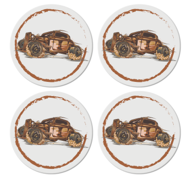 Vintage untersetzer mit klassischer rennwagen-illustration - TenStickers