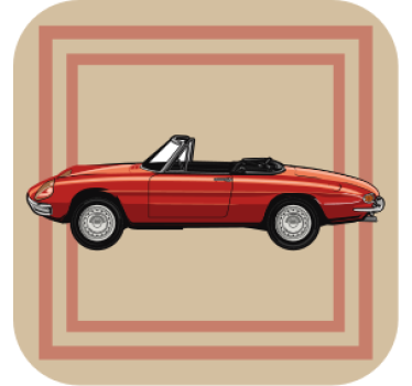 Vintage untersetzer mit klassischer cabriolet-illustration - TenStickers