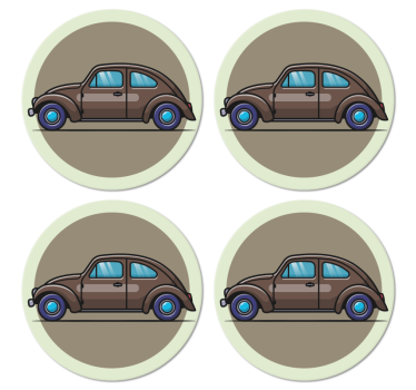 Vintage untersetzer mit vintage auto illustration - TenStickers