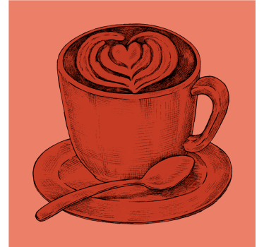 Vintage untersetzer herzmotiv kaffeetasse - TenStickers