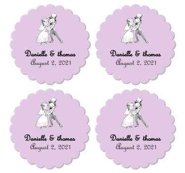Untersetzer Hochzeit Verlobte küsst sich mit fliegenden herzen - TenStickers
