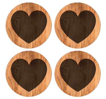 Untersetzer Muster Herz mit holzstruktur - TenStickers