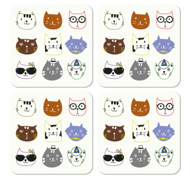 Untersetzer Freak Süße bunte lustige katzen - TenStickers