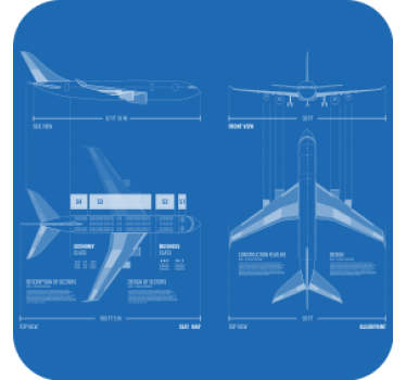 Untersetzer geek flugzeug blaupause design - TenStickers