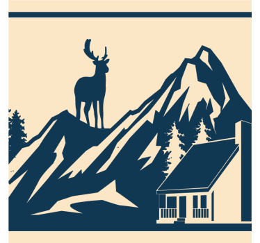Vintage untersetzer mit bergszene und hirsch - TenStickers