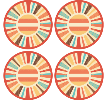 Vintage Untersetzer Bunte retro-sonnenstrahlen - TenStickers