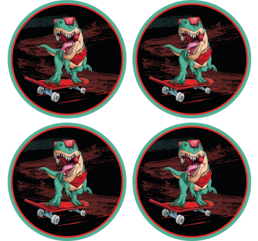 Untersetzer geek skateboardender dinosaurier grafik - TenStickers
