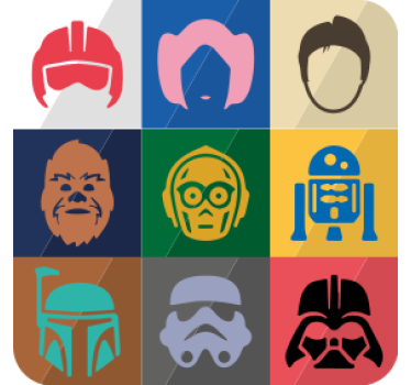 Untersetzer geek mit ikonischen charaktergesichtern - TenStickers