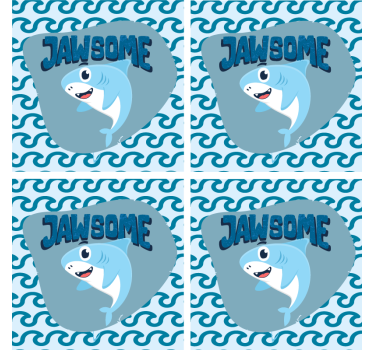 Untersetzer geek cartoon-hai mit wellen - TenStickers