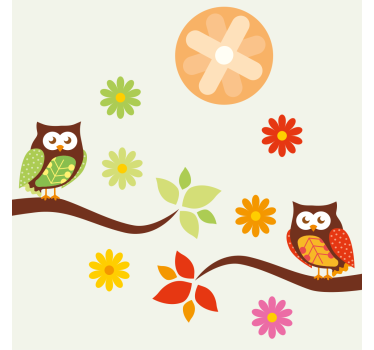 Untersetzer geek bunte eulen und blumen - TenStickers