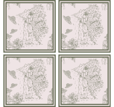 Vintage Untersetzer Französisches vintage-muster in grün - TenStickers