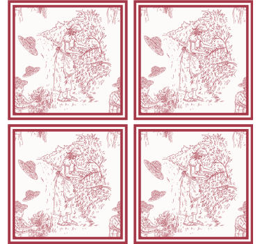 Vintage untersetzer mit rustikaler szenenillustration - TenStickers