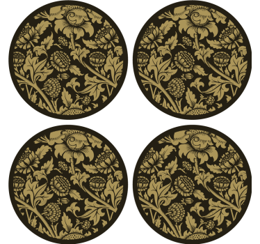 Vintage untersetzer mit floralem goldmuster - TenStickers