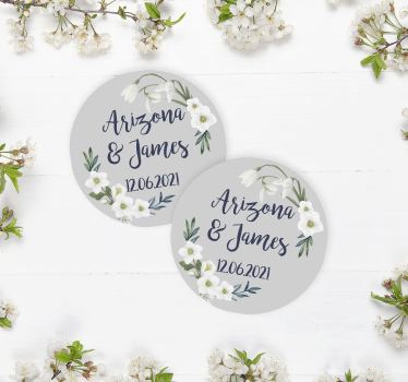 Untersetzer Hochzeit Blumenhochzeit anpassbar - TenStickers