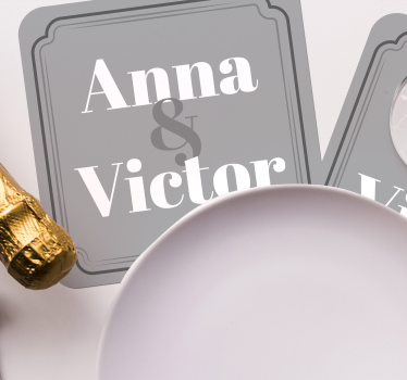 Bierdeckel hochzeit mit individuellen initialen - TenStickers