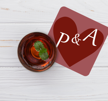 Bierdeckel hochzeit mit personalisiertem herzmotiv - TenStickers
