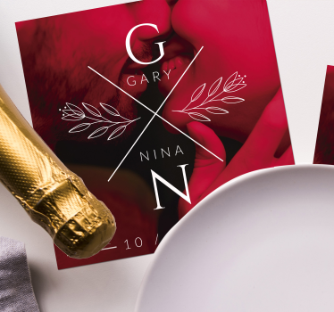 Bierdeckel hochzeit mit personalisierten initialen - TenStickers