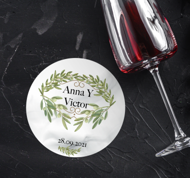Bierdeckel hochzeit olivenkranz emblem - TenStickers