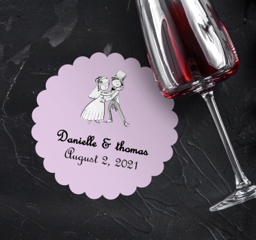 Untersetzer Hochzeit Verlobte küsst sich mit fliegenden herzen - TenStickers