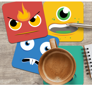 Untersetzer geek bunte monster gesichter - TenStickers