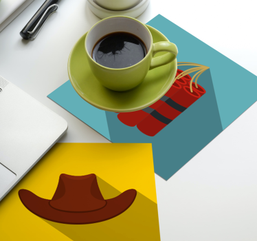 Untersetzer geek cowboyhut und dynamit - TenStickers