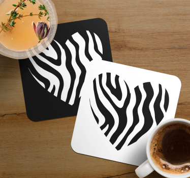 Untersetzer geek herzform mit zebra-muster - TenStickers