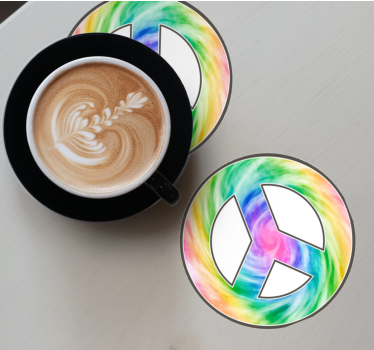 Untersetzer geek mit buntem friedenssymbol - TenStickers