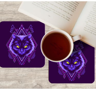 Untersetzer geek mit eleganter katzenillustration - TenStickers