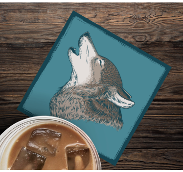 Untersetzer geek mit heulender wolf illustration - TenStickers