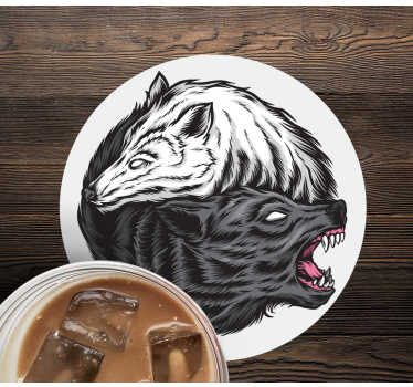 Untersetzer geek mit kontrastierenden wolfsköpfen - TenStickers