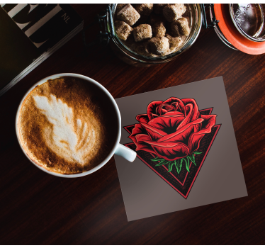 Untersetzer geek mit rotem rosenmotiv - TenStickers
