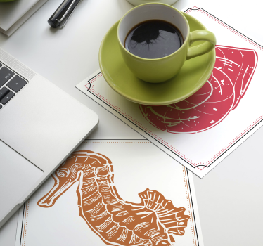 Untersetzer geek mit seepferdchen und muschel illustrationen - TenStickers