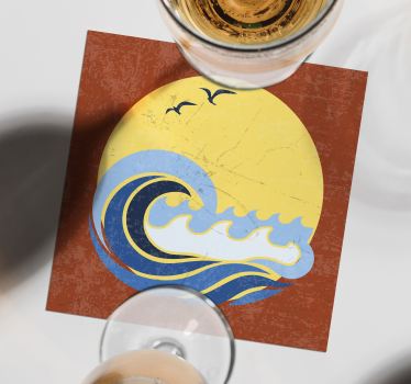 Untersetzer geek mit sonnenuntergangs-wellen-design - TenStickers