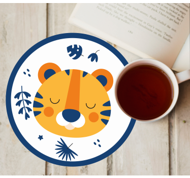 Untersetzer geek mit süßem tiger gesicht - TenStickers