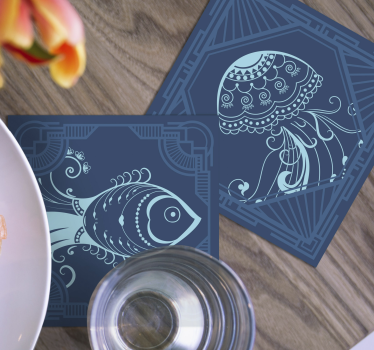Untersetzer geek mit verspielten meeresbewohnern - TenStickers