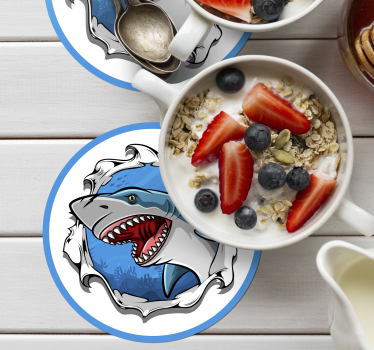 Untersetzer geek mit wütendem haifisch-motiv - TenStickers