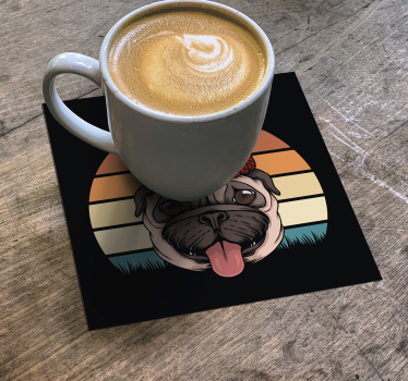 Untersetzer geek mops mit strickmütze - TenStickers