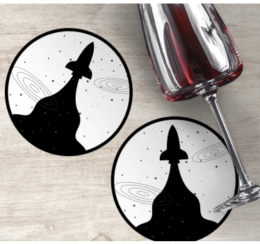 Untersetzer geek rakete silhouette mit sternen - TenStickers
