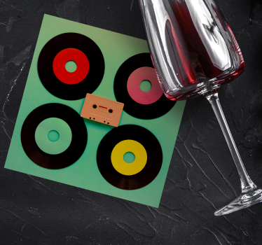 Untersetzer geek retro vinyl schallplatten set - TenStickers