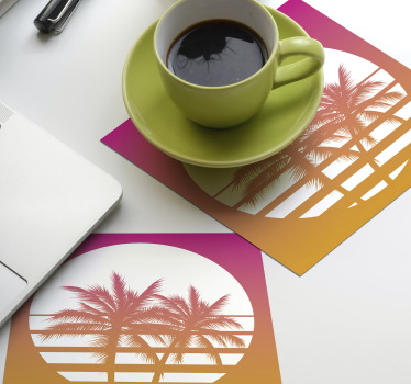 Untersetzer geek tropische sonnenuntergang silhouette - TenStickers